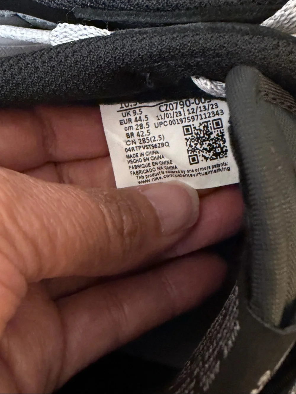 Nike Air Jordan 1 “low”. Men’s size 10 1/2 in “Shadow Grey” colorway.